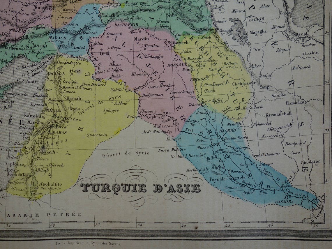 TURKEY Old Map of Turkey 1878 Original Antique History Print Etsy