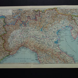 ITALY old map of northern Italy 1931 vintage print about north Italia detailed original old maps