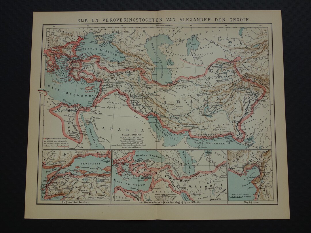 Antique History Print About the Empire of Alexander the Great and Its ...