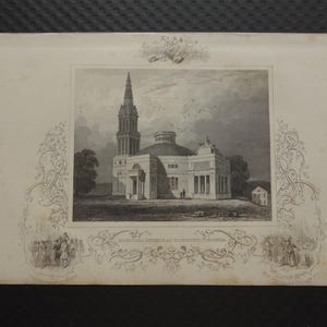 Veduta della chiesa monumentale di Richmond, Virginia, 1851, antica incisione, chiesa episcopale, immagine, illustrazione, aspetto antico, stampa storica degli Stati Uniti