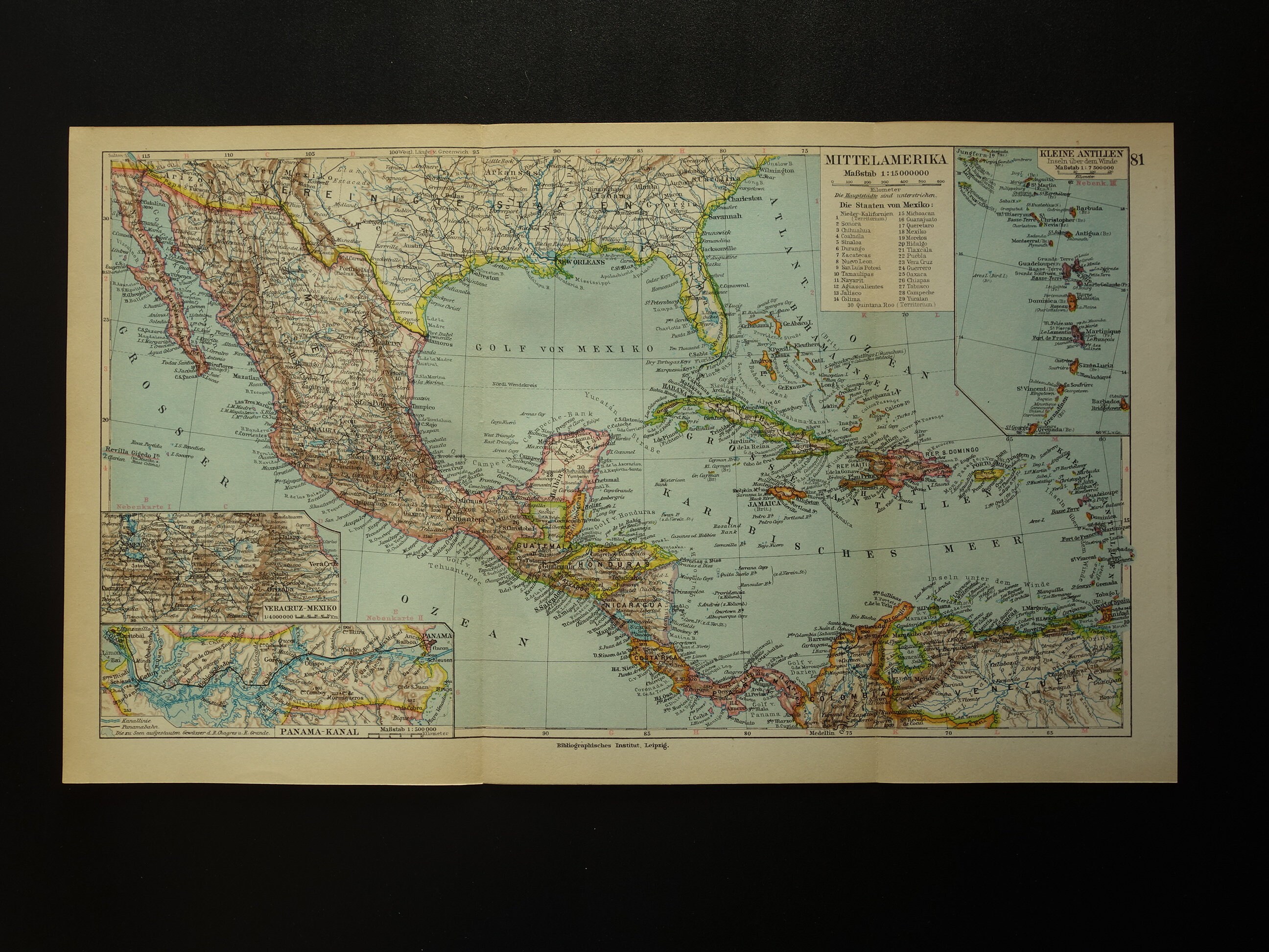 Old Map of Middle America 1928 - Il Fullxfull.3548983106 7yr8