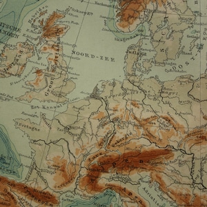 Old Map of Europe 1918 Original Antique Dutch Print About Altitude ...