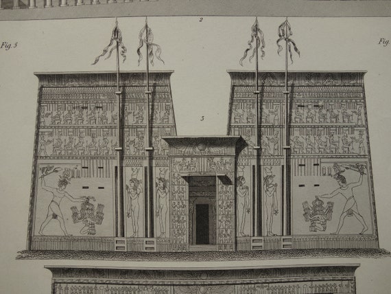 Horus Temple Edfu Egypt Vintage Architecture Print 170+