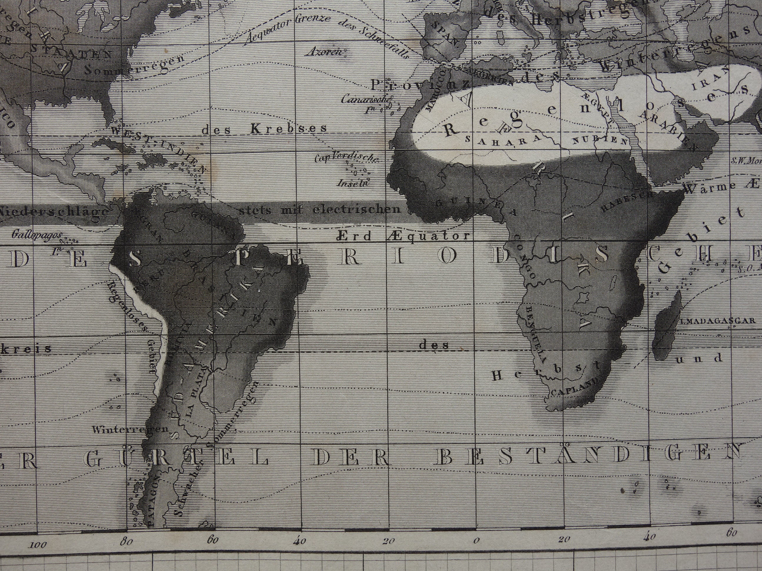 Retro Weather Map Antique Climate Worldmap About Temperature and Rainfall 175+ Years Old ...