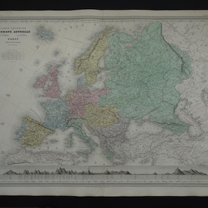 EUROPA antieke kaart van Europa - prachtige grote oude poster van Europees continent - 24 x 32" grote vintage kaarten Europa