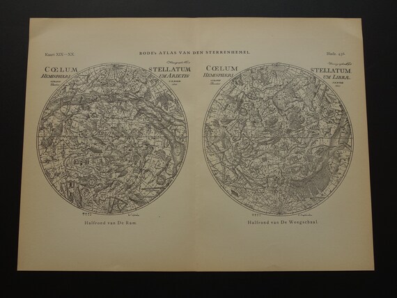 ASTROLOGY print Old star chart Dutch vintage astronomy map of | Etsy