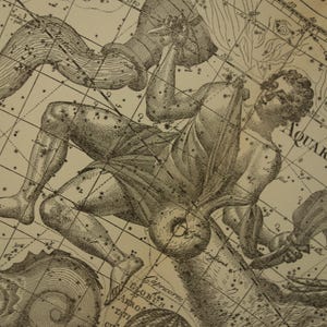 STEINBOCK Steinbock alte Astrologie Karte - Original Vintage Astronomie Karte Wassermann Steinbock Sternzeichen Konstellation - Sterne Tierkreis antike Illustration