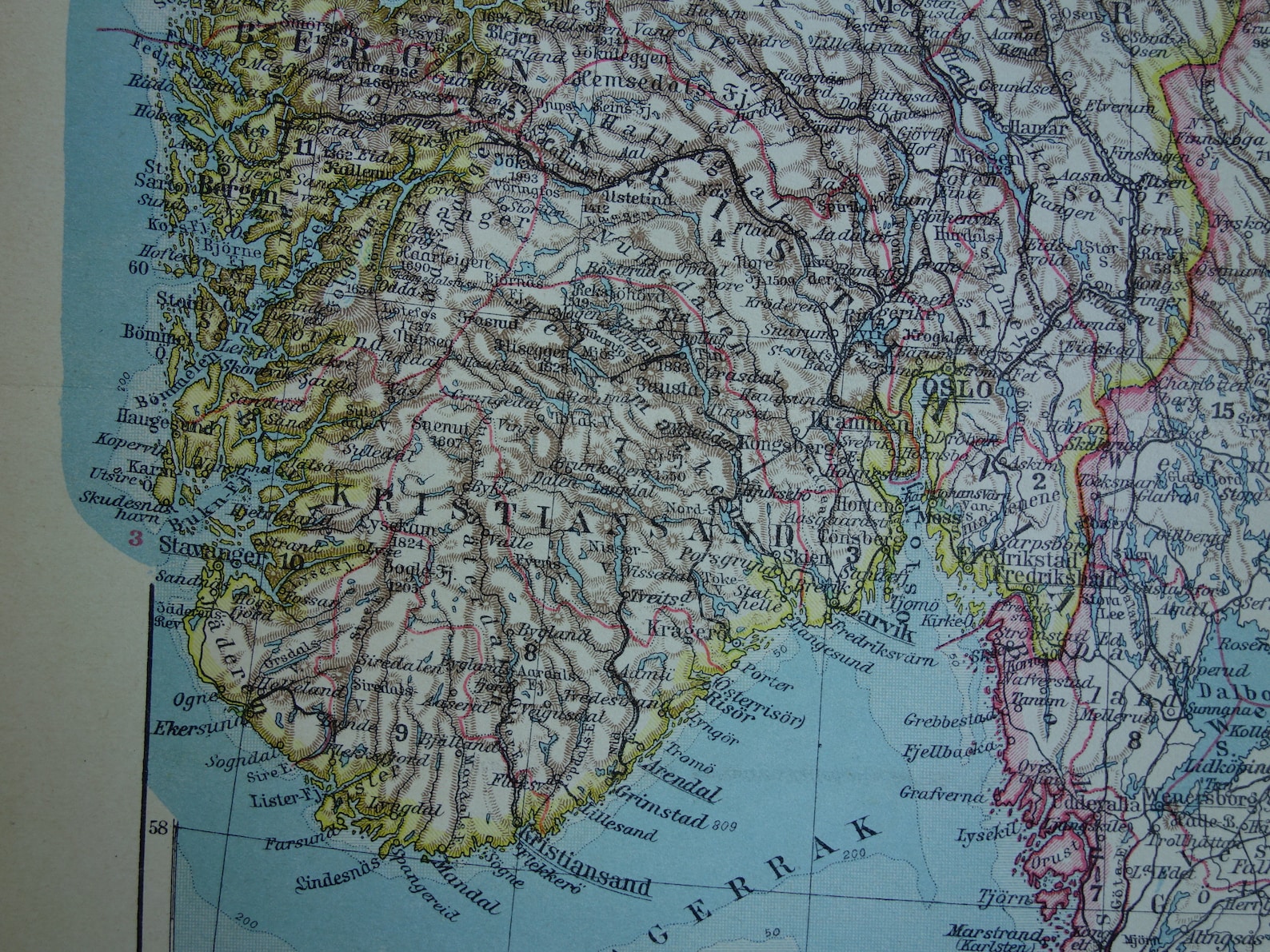 Antik Karte von Südnorwegen Schweden Oslo Detailreich original - Etsy.de