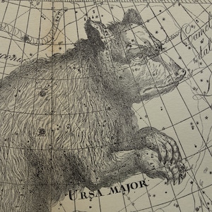 Great Bear Antique ASTROLOGY Druck alte Sternenkarte Vintage Astronomie Karte Poster des Big Dipper Ursa Hauptzeichen Konstellation Sterne Tierkreis