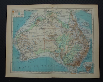 オーストラリア 1933年のオーストラリアの古地図 ビンテージオランダ