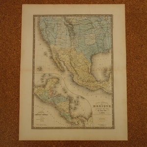 Antike Landkarte der USA, Westküste und Mexiko Landkarte - Großer original 1876er Druck/Poster - Vintage Landkarten Geschichte Kaliforniens 49x24 cm