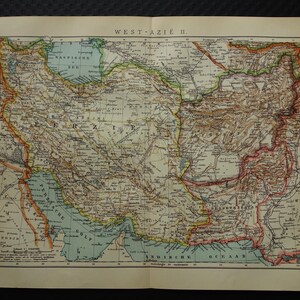 PERSIA old map of Persia Iran Afghanistan Turkmenistan 1915 lovely original detailed antique print vintage maps Persian Gulf