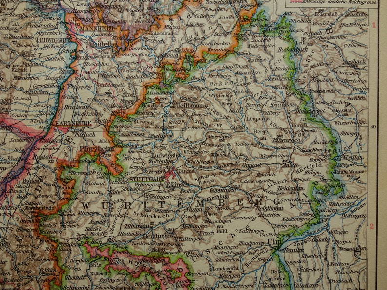 1928 alte Karte von Baden-Württemberg Deutschland | Etsy Österreich
