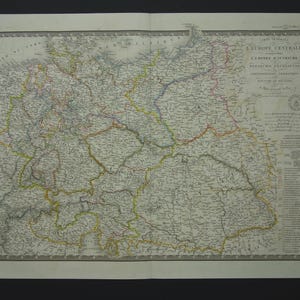 190+ Jahre alte Landkarte von Mitteleuropa mit Deutschland Polen Österreich Tschechien Ungarn - original antike Landkarten - handkoloriert und datiert