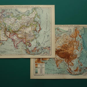 "Antike Landkarten / Landkarten - Asien - Asien - Asien - Kontinent Asien - alte Landkarten - 10x12"