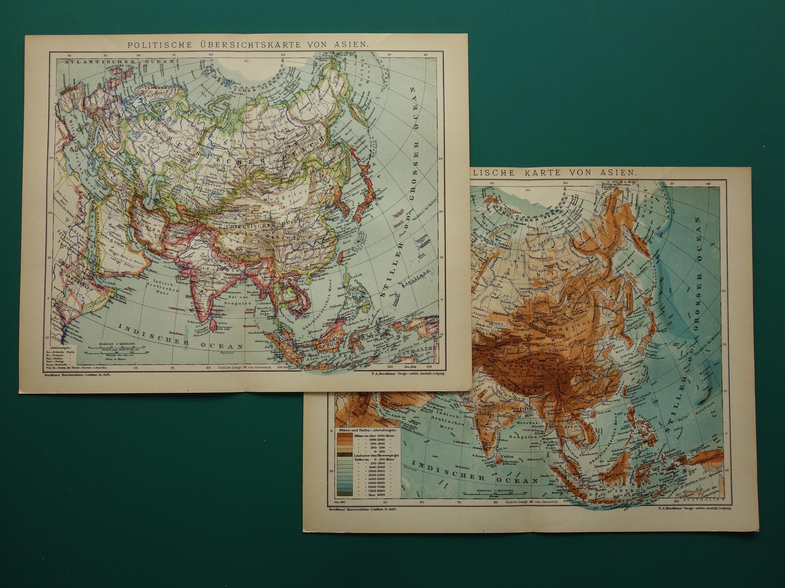 アンティークアジア地図 - Etsy 日本