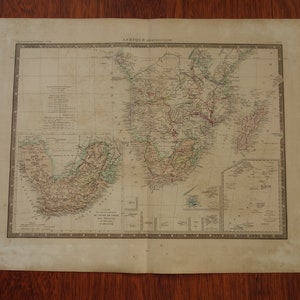 AFRIKA antike Landkarte vom afrikanischen Kontinent GROßER alter Druck/Poster von 1875 - detaillierte vintage Karten Afrika 19x24"Livingstone Route."
