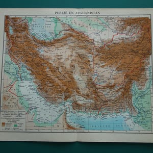 PERSIA alte Landkarte von Persien Iran Afghanistan 1937 liebevoller original detaillierter Vintage Print Karten