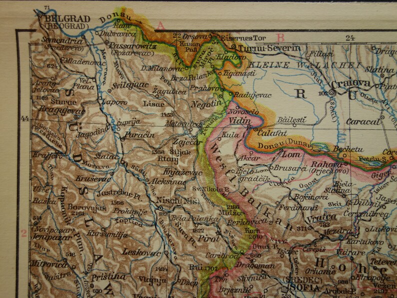 BULGARIA old map of Bulgaria antique print about Bulgarian Etsy