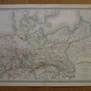DEUTSCHLAND alte Landkarte LARGE 1863 original antike Landkarte Preußens Königreich - Vintage Poster Berlin historische Karten Dekor Wandbehang groß