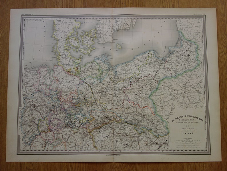 GERMANY Old Map LARGE 1863 Original Antique Map of Prussia Kingdom ...