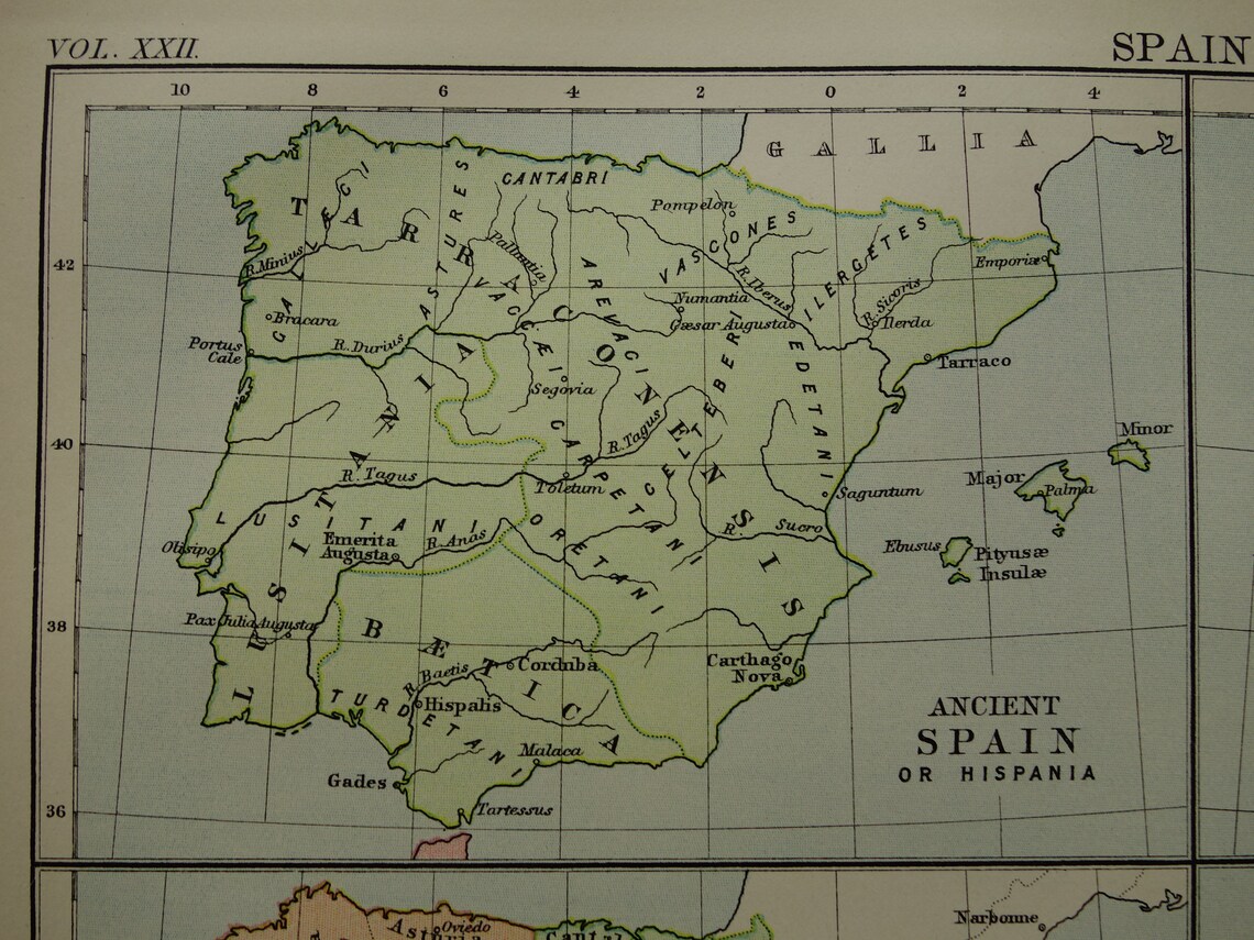 SPANISH HISTORY Original 1887 antique old print with 4 maps of | Etsy
