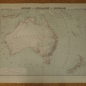 Grande carte ancienne de l'Australie de 1857, belle affiche ancienne colorée à la main, cartes vintage de l'Australie et de la Nouvelle-Zélande du 19 x 24 po.