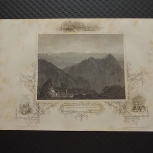 Vista dal Monte Washington 1851, antica incisione, illustrazione, vecchia stampa storica degli Stati Uniti