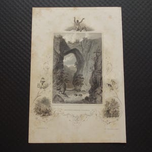 Vista del ponte naturale Virginia 1851 antica incisione immagine illustrazione vecchio aspetto stampa storia degli Stati Uniti
