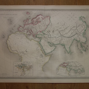 Carte du monde du monde classique LARGE 1863, affiche ancienne antique grecque, romaine, Ptolémée, Hérodote, Gaule, antiquité, carte du monde antique, ensemble de cartes vintage