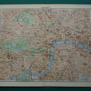 LONDON alte Landkarte von London 1936 original vintage Stadtplan Tim-Minister Holborn Paddington Landkarten