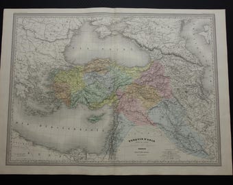 TR トルコ / オリジナル 1882 小アジア / アナトリアの古地図 - Etsy 日本