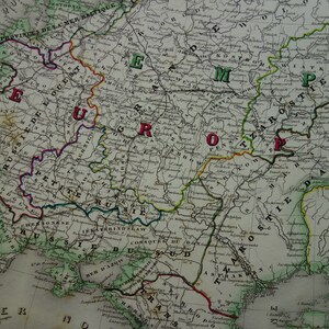 RUSSIA Old Map LARGE 1858 Beautiful Original Antique Poster of Russian