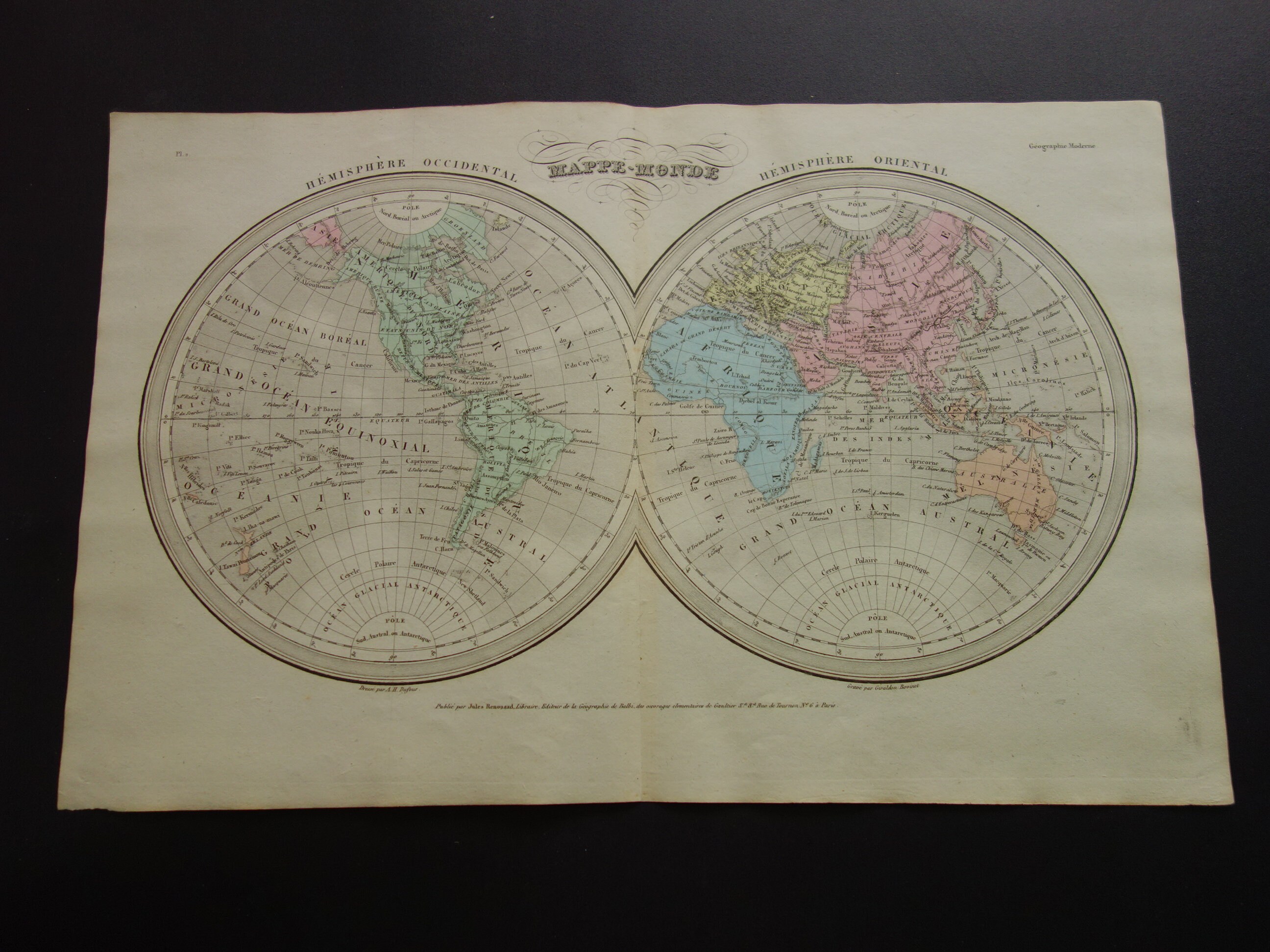 Local. 185 Map Antique WORLD Map 185+ Years Old Map of the World 1838 Hand-colored ...