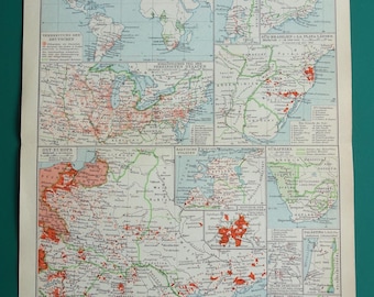 German diaspora map 1928 old vintage print Dissemination of Germans maps
