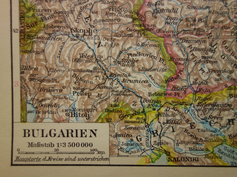 BULGARIA old map of Bulgaria antique print about Bulgarian Etsy