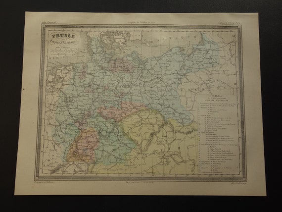 Buskruit Leed evolutie PRUSLAND oude kaart van Duitsland / originele 1877 antieke - Etsy België