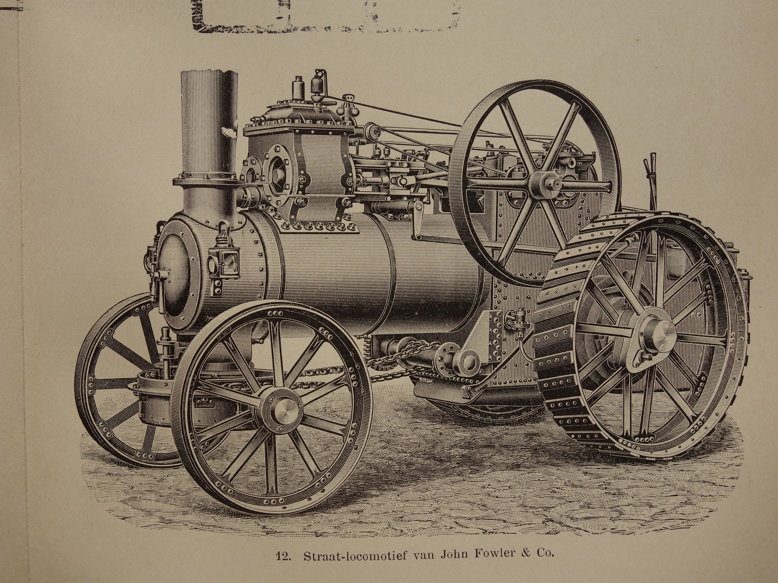 PORTABLE ENGINE Print Original 1909 Antique Dutch Set of Two 2 Prints ...