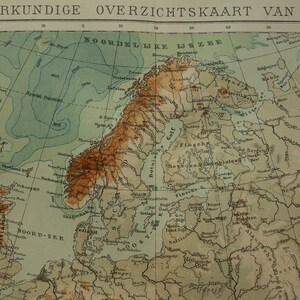 Old Map of Europe 1918 Original Antique Dutch Print About Altitude ...