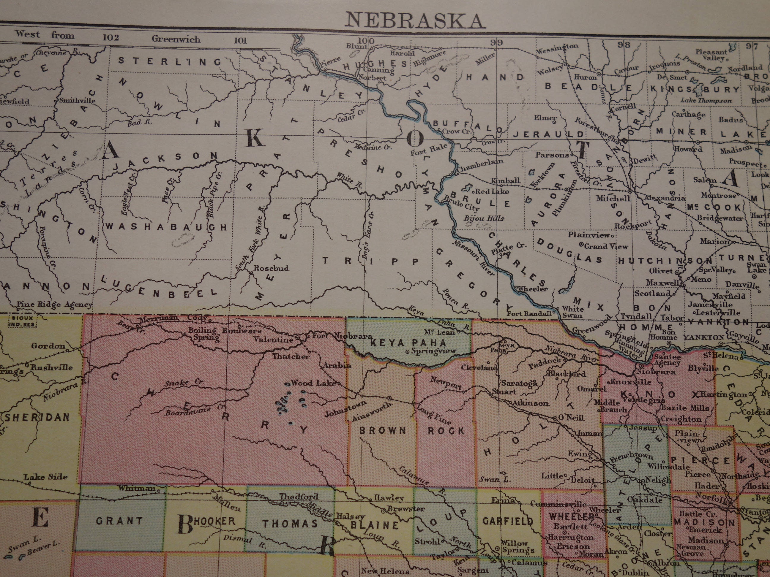 NEBRASKA old map 1884 antique print about NE State US Omaha Etsy