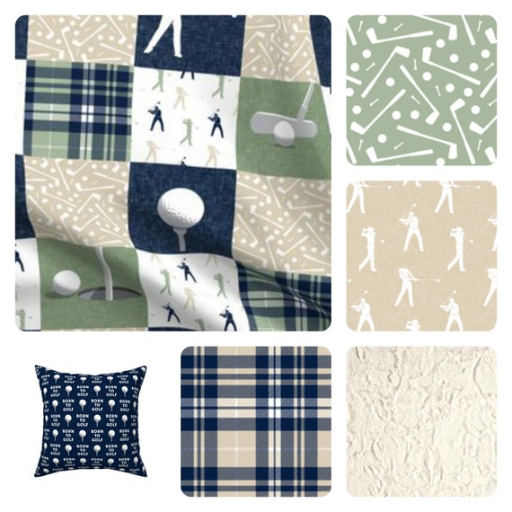 Golf Baby Bedding In Navy Tan Sage Crib Set Sports Golfing Boy Course Blue Preppy Nursery