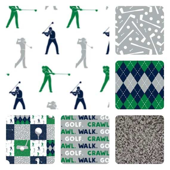 Golf Baby Bedding In Green Navy Gray Golf Crib Set Etsy