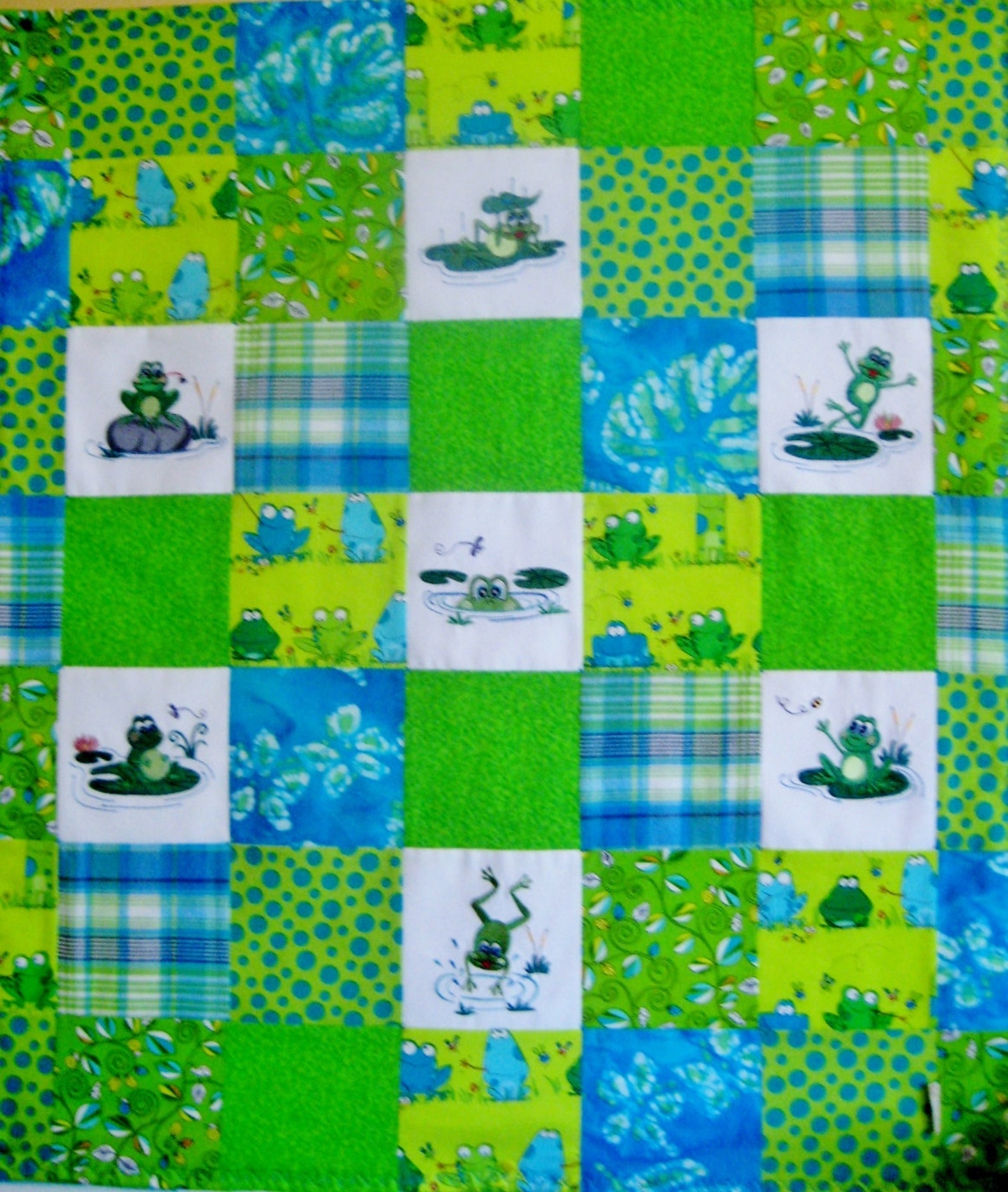 Flip Flopping Frogs Embroidered Baby Quilt MADE TO ORDER in Etsy