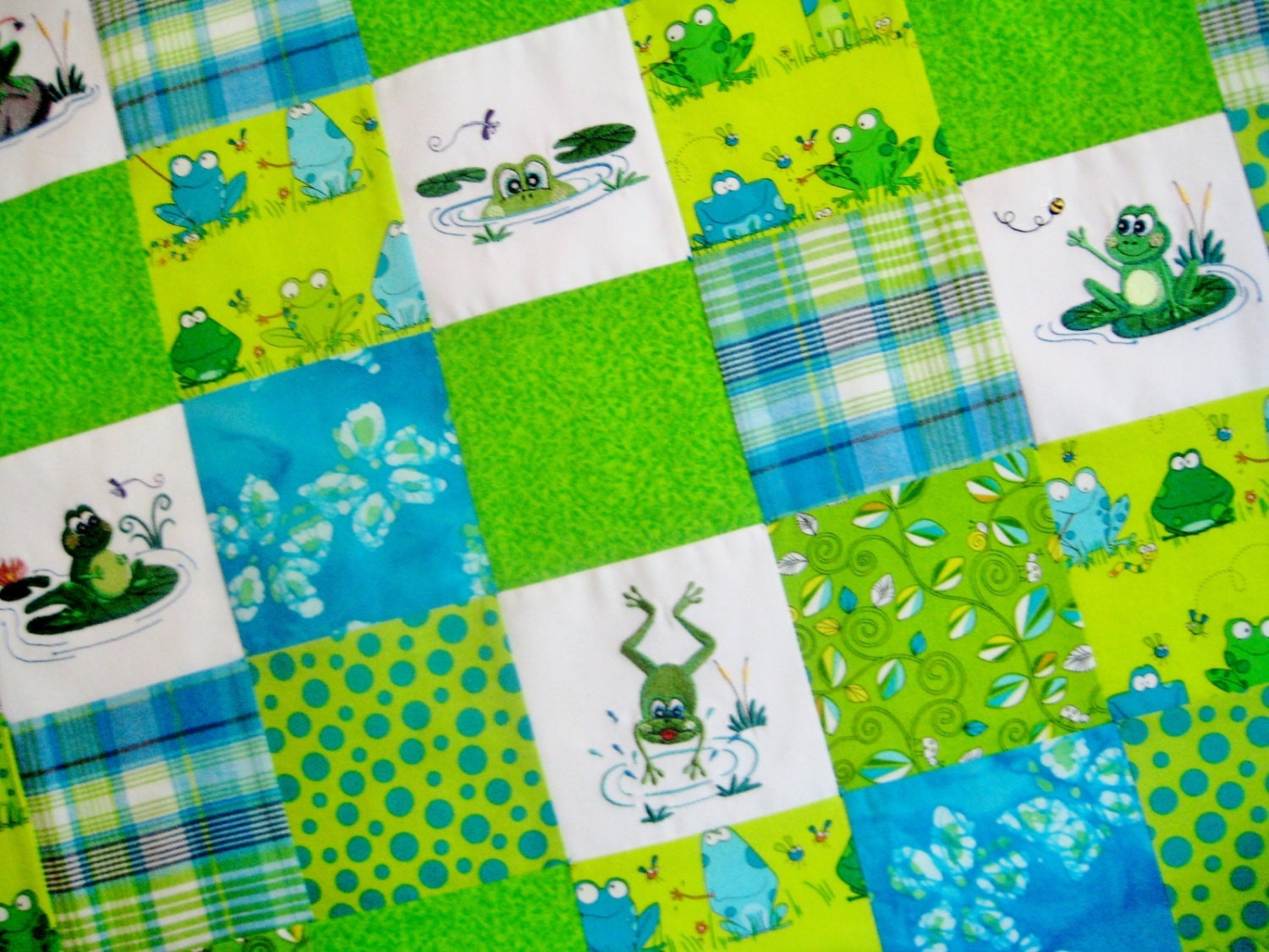 Flip Flopping Frogs Embroidered Baby Quilt MADE TO ORDER in Etsy