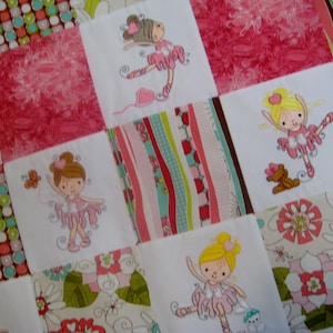 Ballerina MADE TO ORDER embroidered little dancer baby quilt, pink ballet girls nursery bedding, patchwork crib blanket, ballet shower gift
