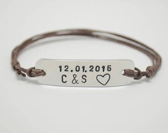 Couples bracelet, Engraved bracelet, Custom name, Name bracelet, Initial bracelet, Anniversary Bracelet, Wedding Anniversary, Husband, Wife