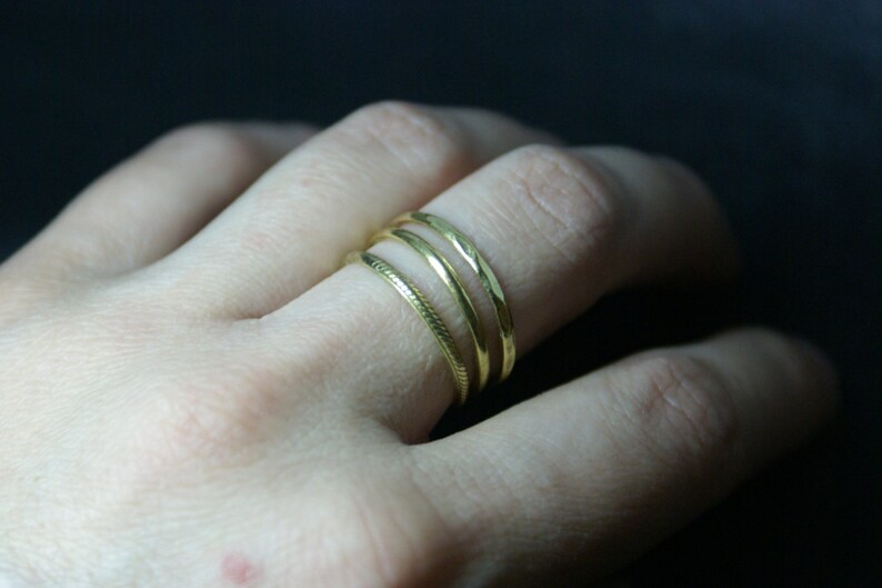 18K gold rings 3 texture rings Gold rings Knuckle ring Stacking rings Stackable gold rings Stack ring Dainty ring