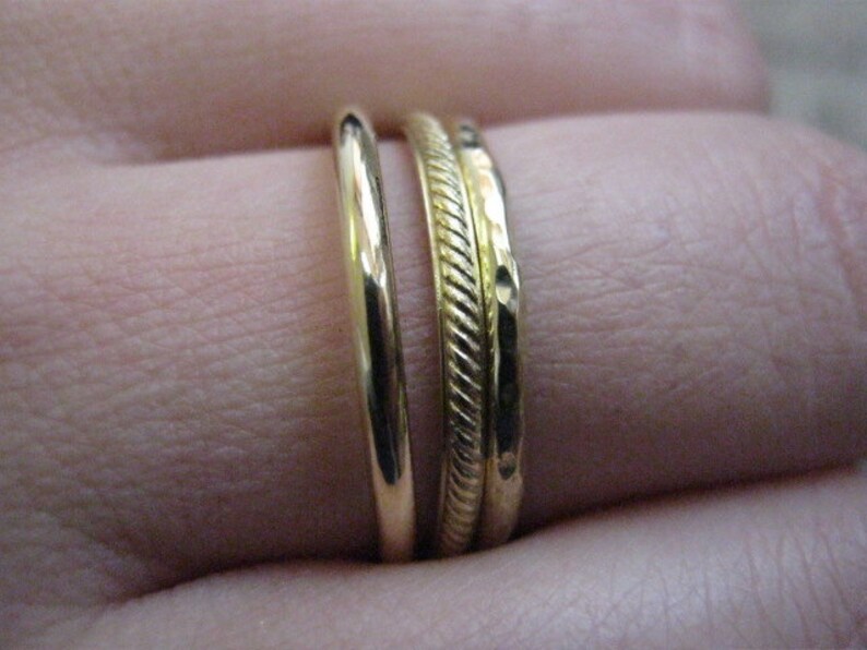 18K gold rings 3 texture rings Gold rings Knuckle ring Stacking rings Stackable gold rings Stack ring Dainty ring