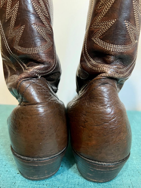 Bottes Cowboy Justin Boots Muley - Bout Carré En Cuir Buffalo Marron - Homme, Neuves Avec Boîte