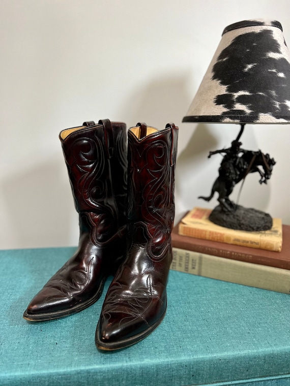 Vintage Acme Leather Cowboy Western Black Cherry Boots Men\'s 8.5 D s-l400.jpg main image 3